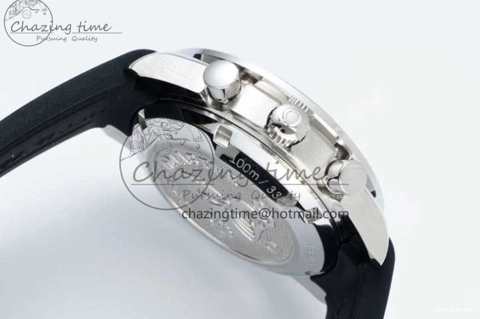 0706 TopPick Speedmaster Racing Master SS HKF Best Edition White Black Dial on Black Rubber Strap A 7813